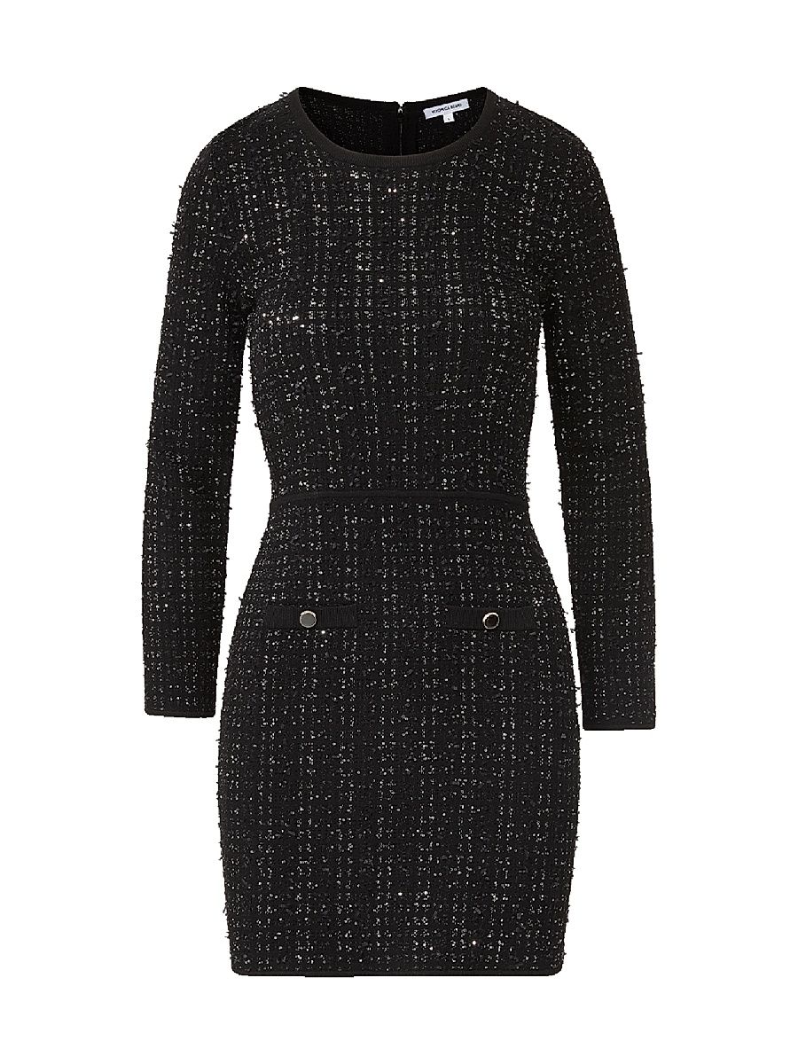 Women's Channing Sequin-Embellished Knit Minidress - Black - Size XL