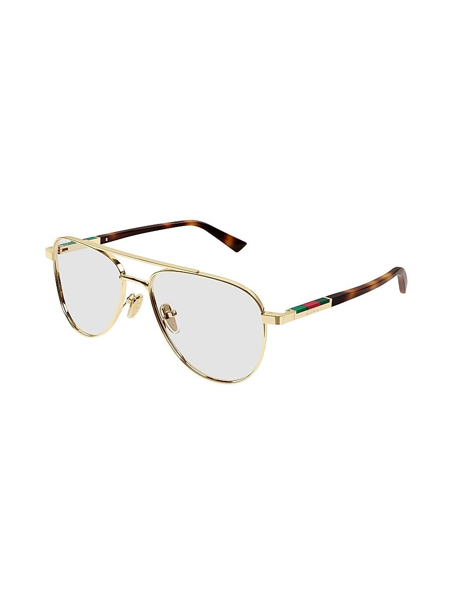 Men's Subtle Web 56MM Aviator Sunglasses - Gold