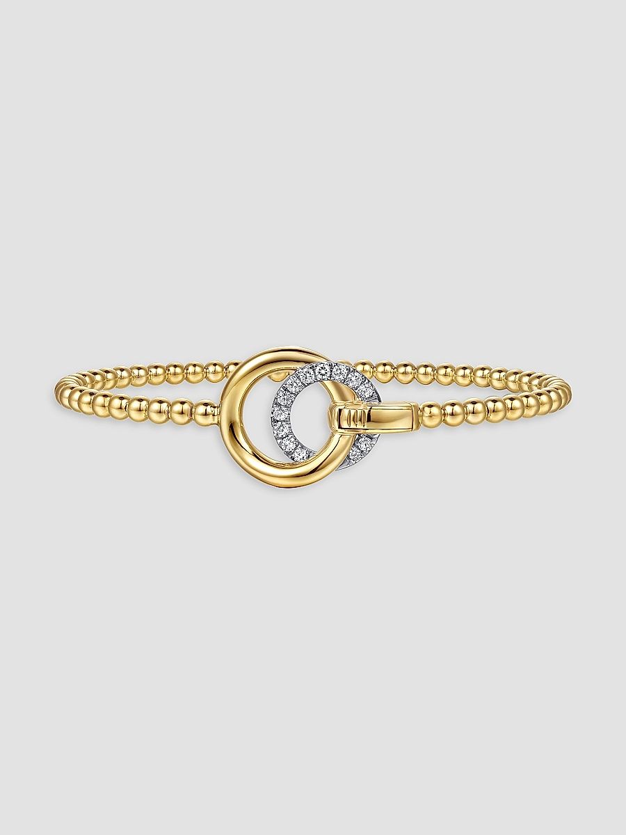 Gabriel & Co Women's Bujukan 14K White & Yellow & 0.23 TCW Diamond Bangle Bracelet - Yellow Gold