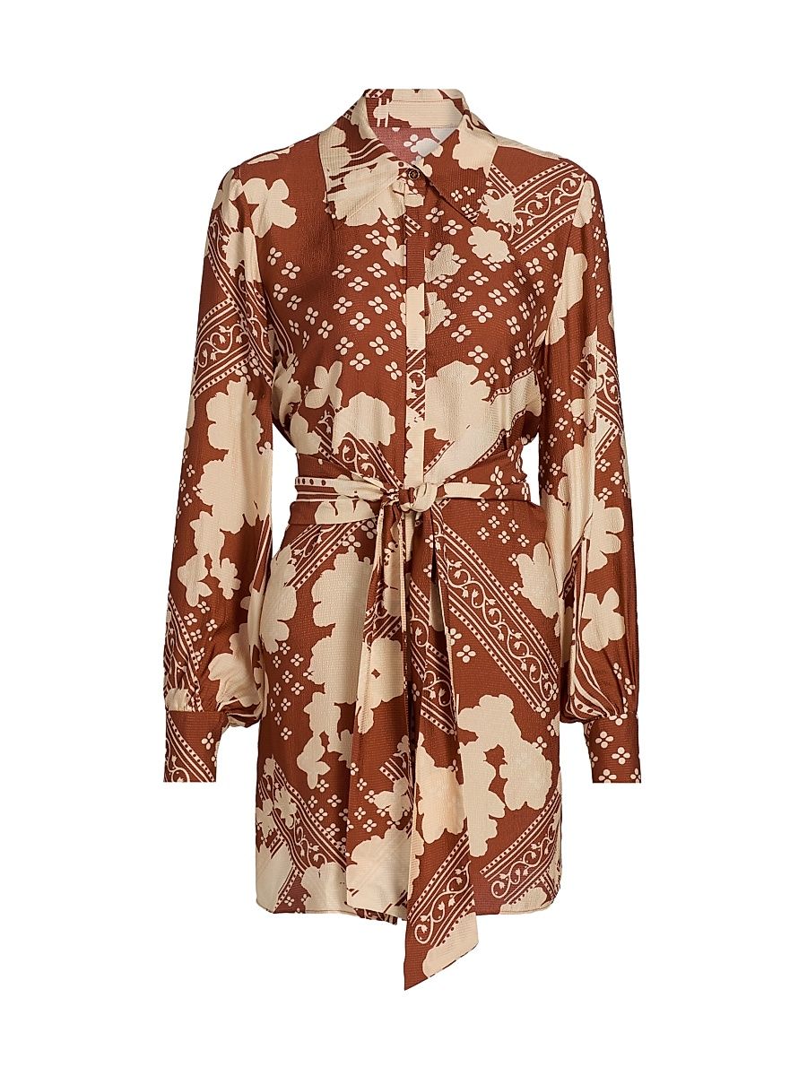 Women's Ada Printed Mini-Shirtdress - Amber Combo - Size Large