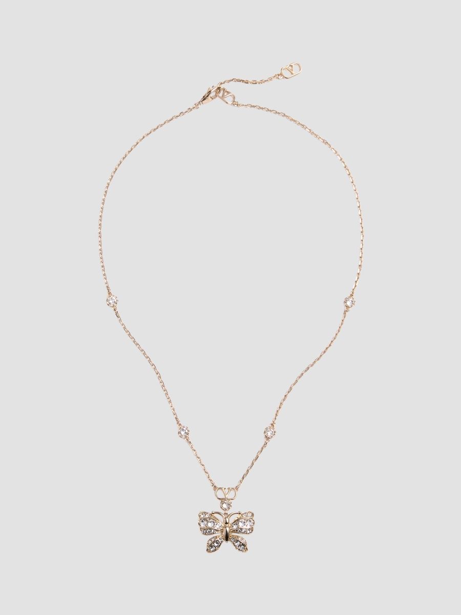 Valentino Women's Flutterby Metal and Swarovski Crystals Necklace - Platinum Crystal