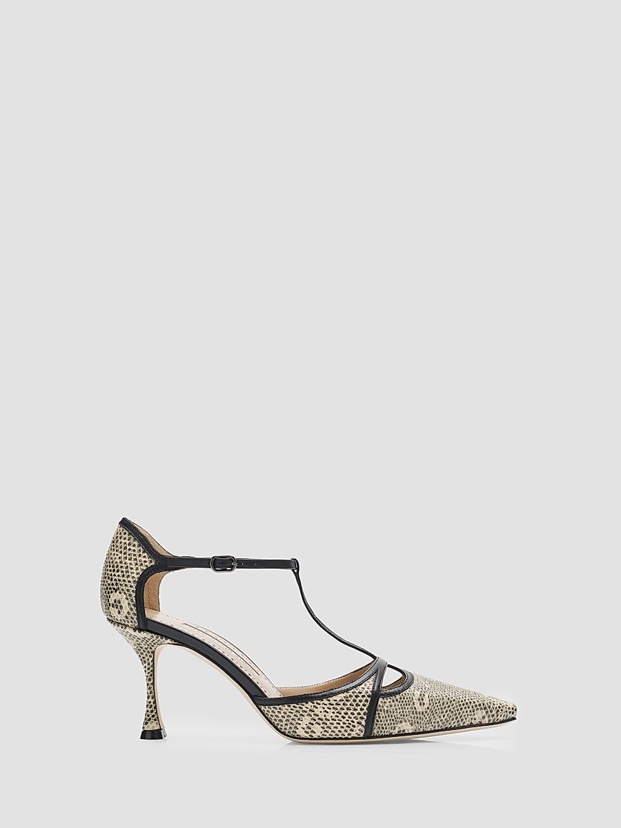 Women's Gish 70MM Leather Pumps - Grey Black - Size 9