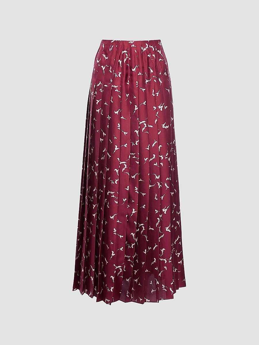 Women's Monti Printed Pleated Maxi Skirt - Grenache Botanical - Size 14