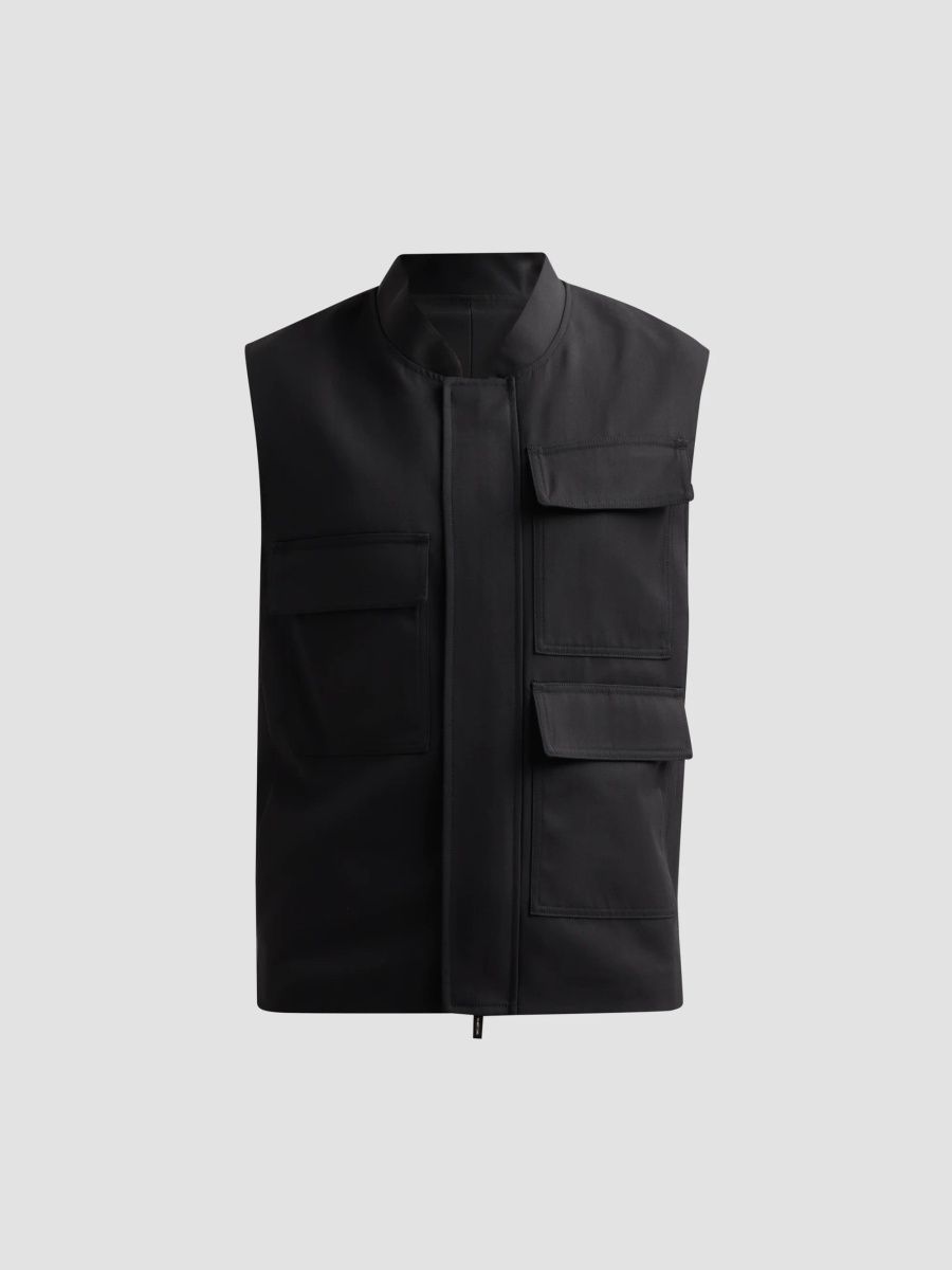 Helmut Lang Men's Wool Utility Vest - Black - Size XL