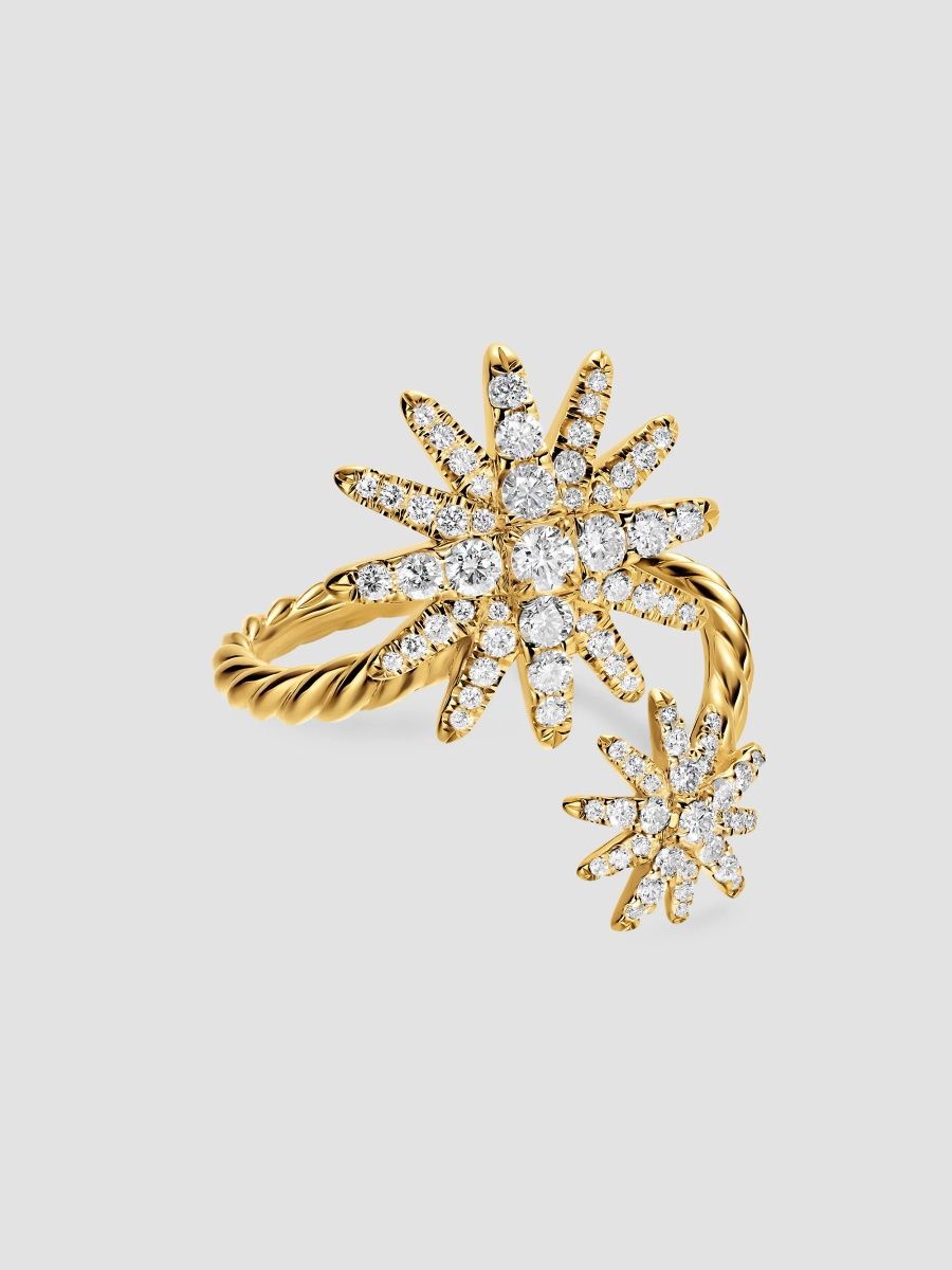 David Yurman Women's Starburst Bypass Ring in 18K Yellow Gold - Gold - Size 7