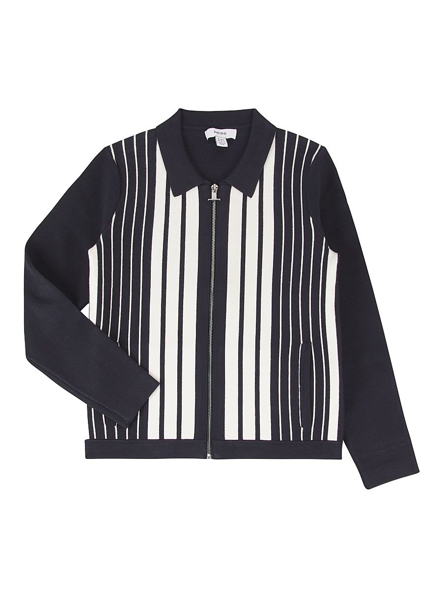 Little Boy's & Boy's Ambient Zip-Up Sweater - Navy White - Size 13