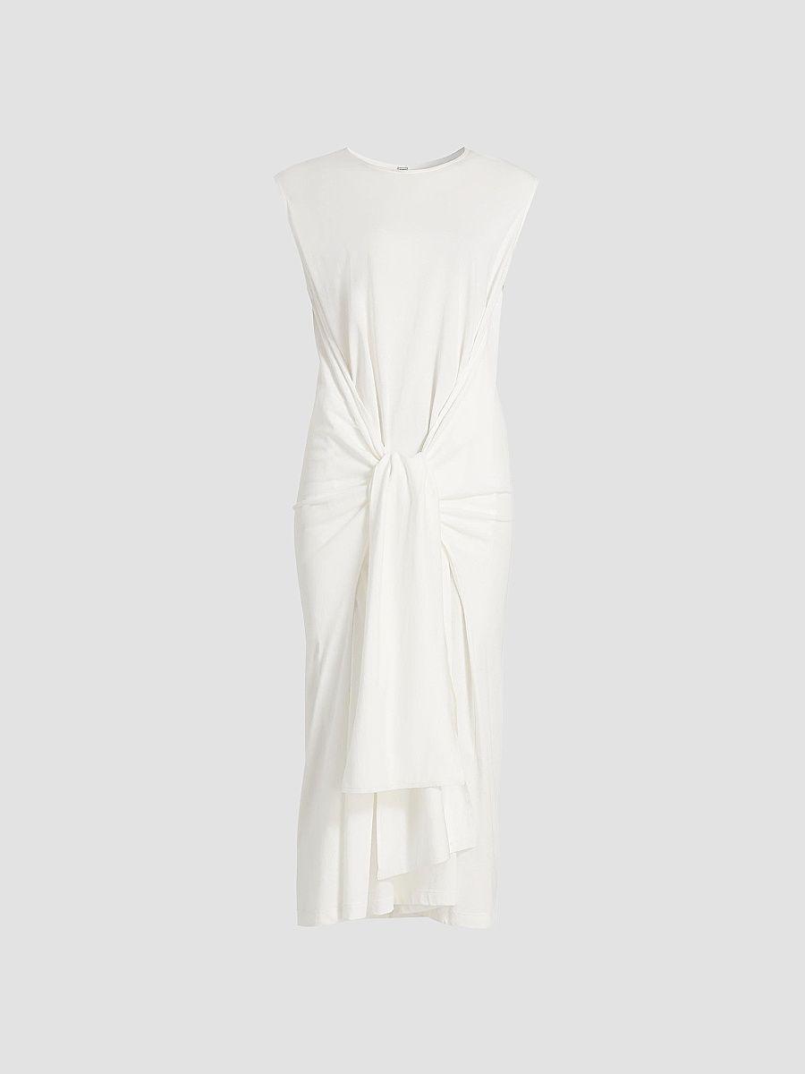 Toteme Women's Tie-Waist Jersey Midi Dress - Off White - Size XL