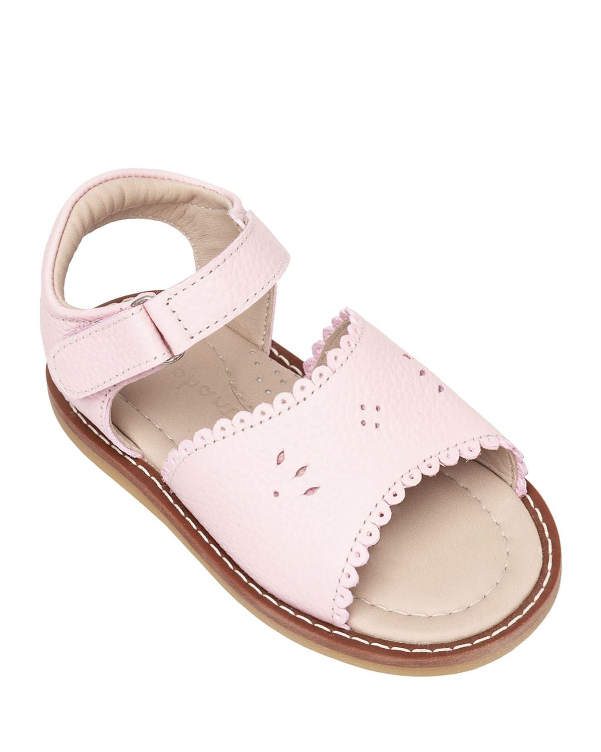 Girls & apos; Classic Leather Scalloped Sandal