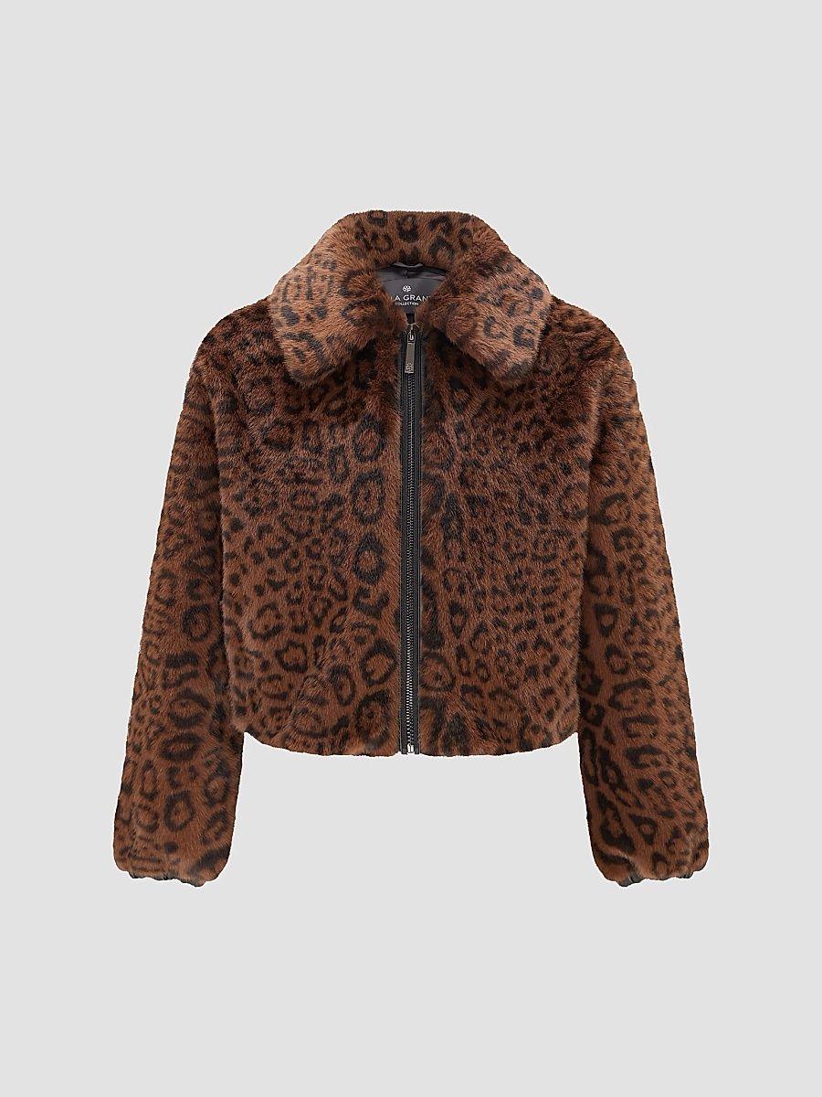 Lyla Grant Women's Mink Jacket - Dark Brown Leopard - Size Small