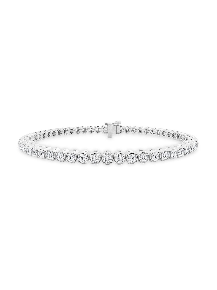 Women's Platinum & Round Lab-Grown Diamond 4-Prong Tennis Bracelet/1.00-10.00 TCW - 3 Tcw - Size 6.5