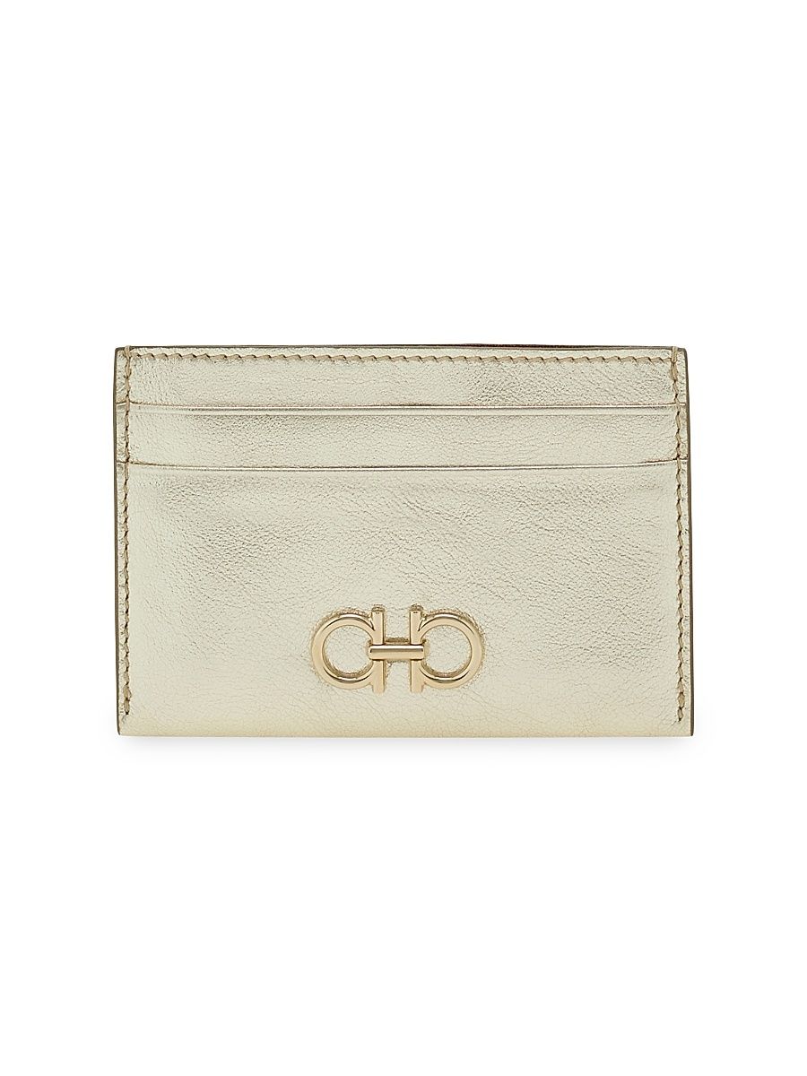 Women's Gancini Leather Card Holder - Champagne New Blush