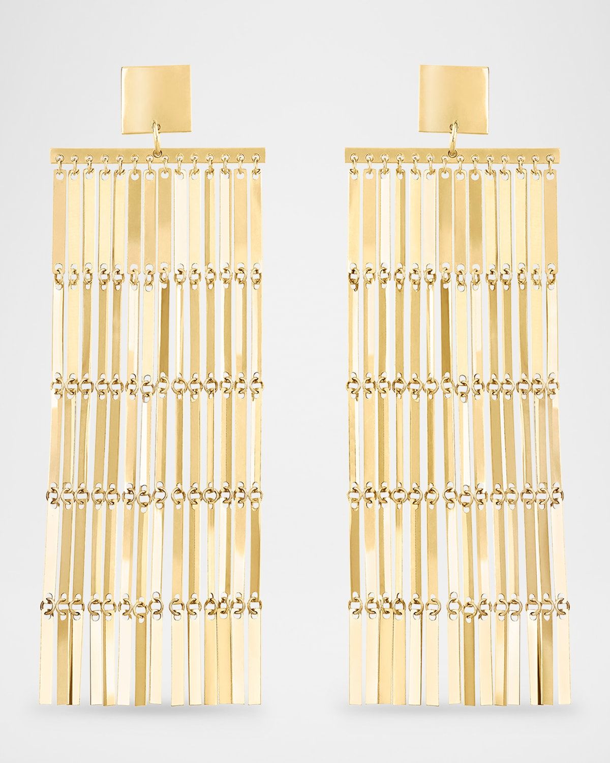 Laser-Cut Rectangle Chandelier Earrings in 14K Gold