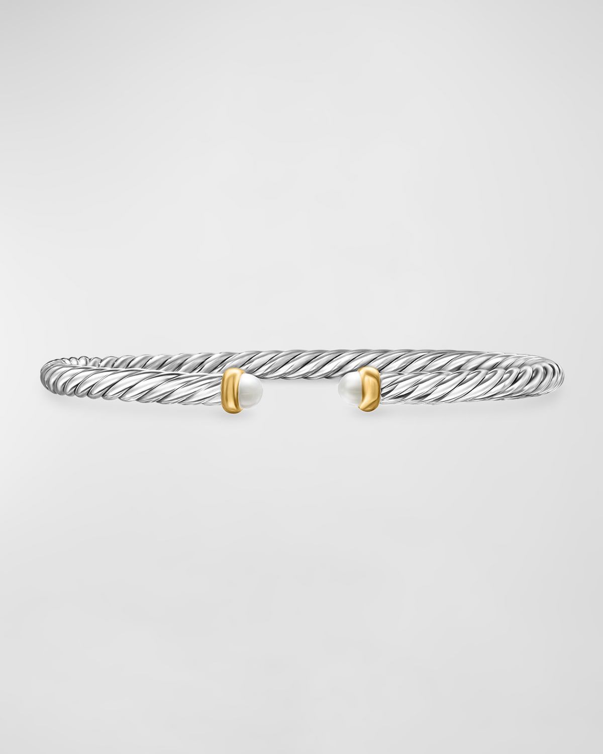 Cable Flex Bracelet with Gemstone in Silver and 14K Gold, 4mm