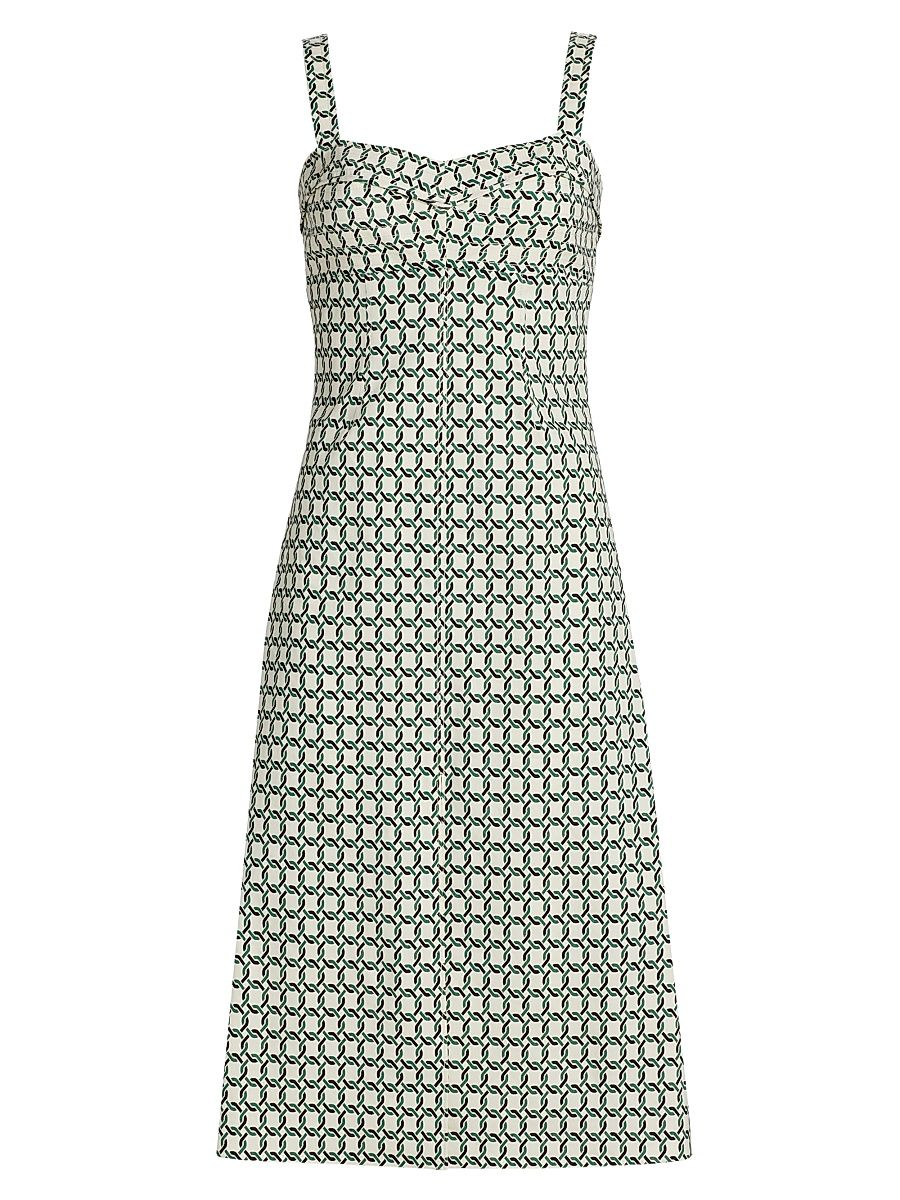 Women's Colleen Geometric Print Linen-Blend Midi-Dress - Dove Multi - Size 0