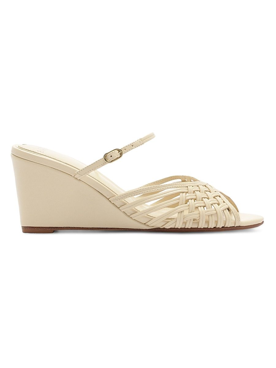 Women's Lilian 75MM Leather Wedge Sandals - Eggshell - Size 11