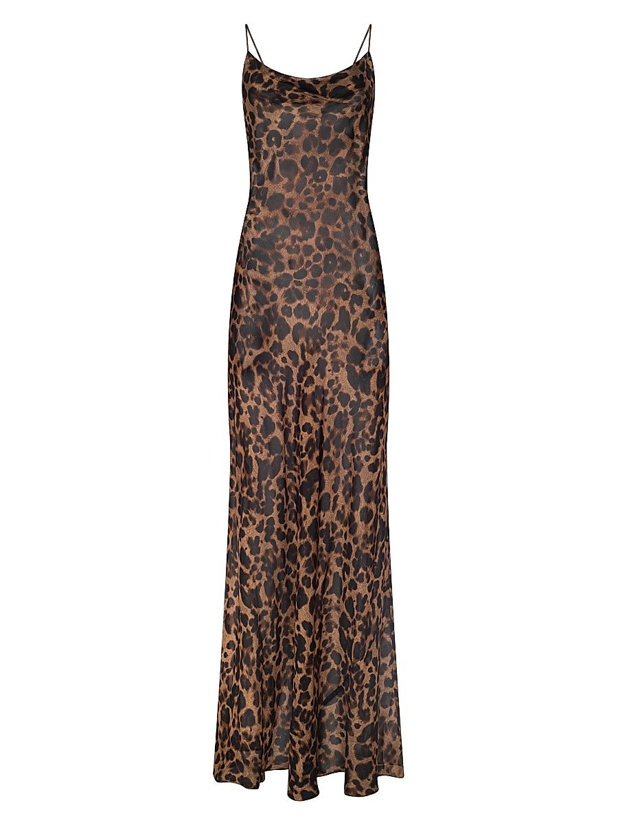 Women's Christine Leopard-Print Silk Maxi Dress - Brown Multi Amur Leopard - Size 8