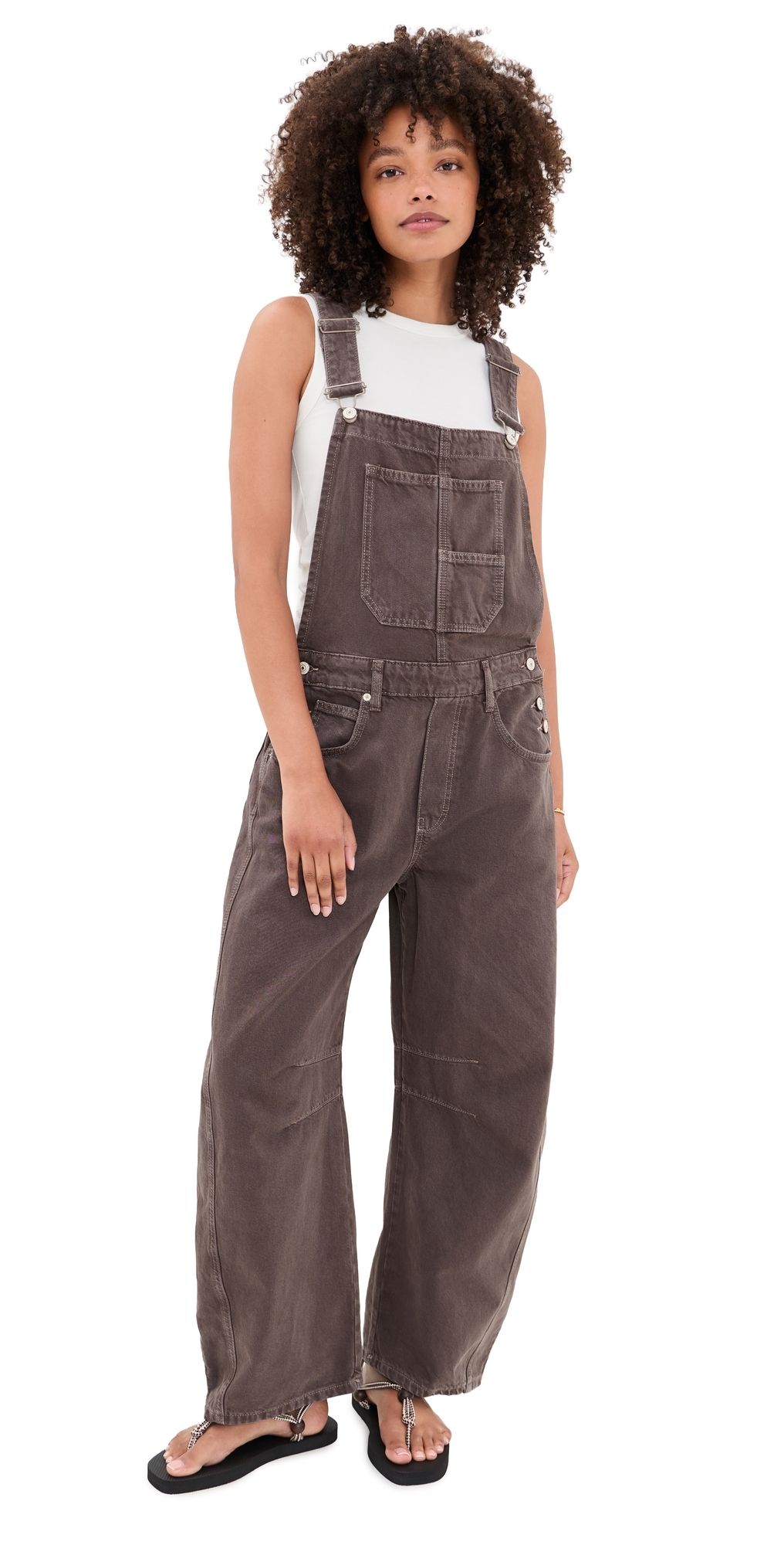 Free People Good Luck Overalls CHOCOLATE MOUSSE S