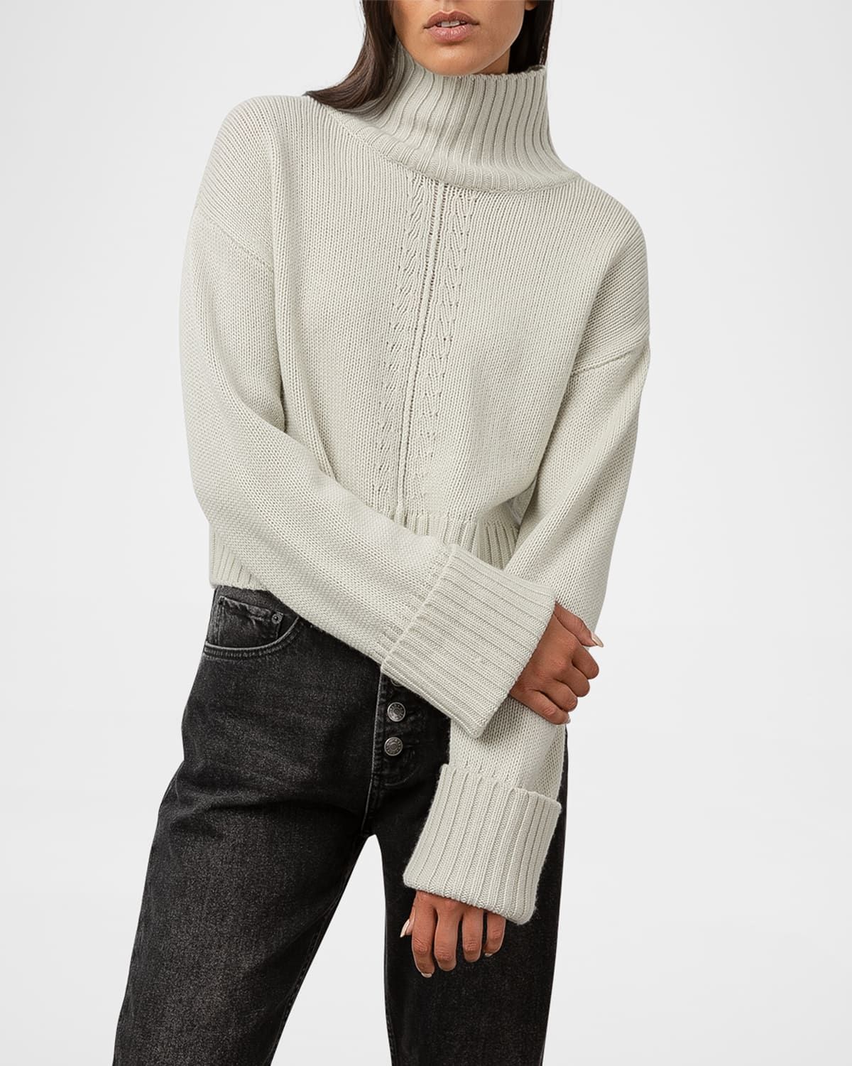 Halle Cashmere-Merino Wool Turtleneck Sweater