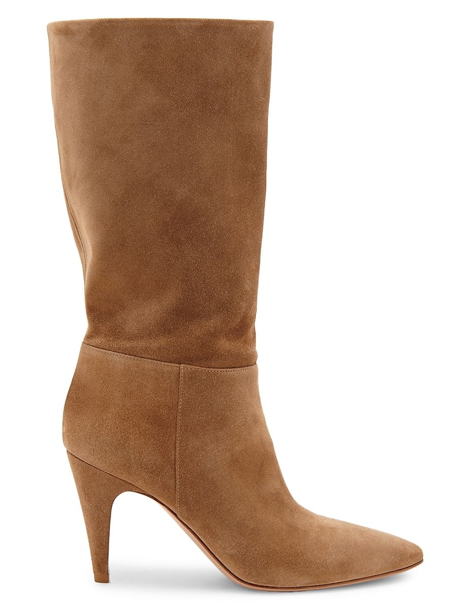Women's 85MM Suede Stiletto Boots - Camel - Size 12