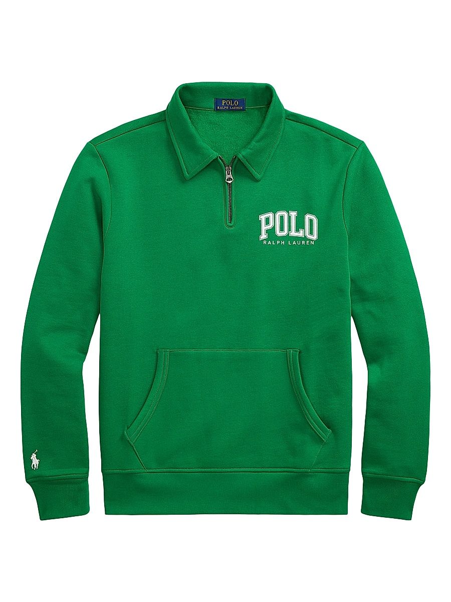 Men's Logo Cotton-Blend Fleece Polo Sweatshirt - Cruise Green - Size XL