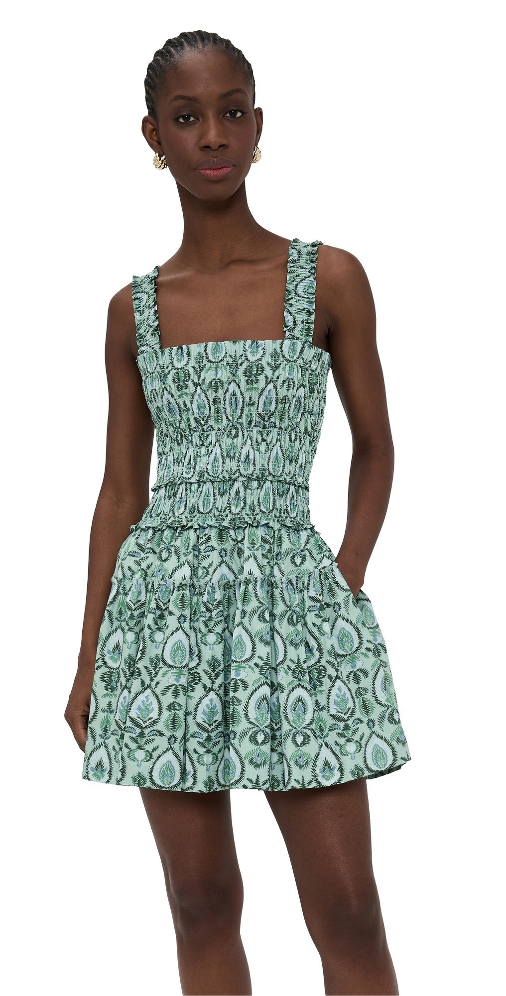 Hill House Home The Azalea Mini Nap Dress Green Palm Ikat XL
