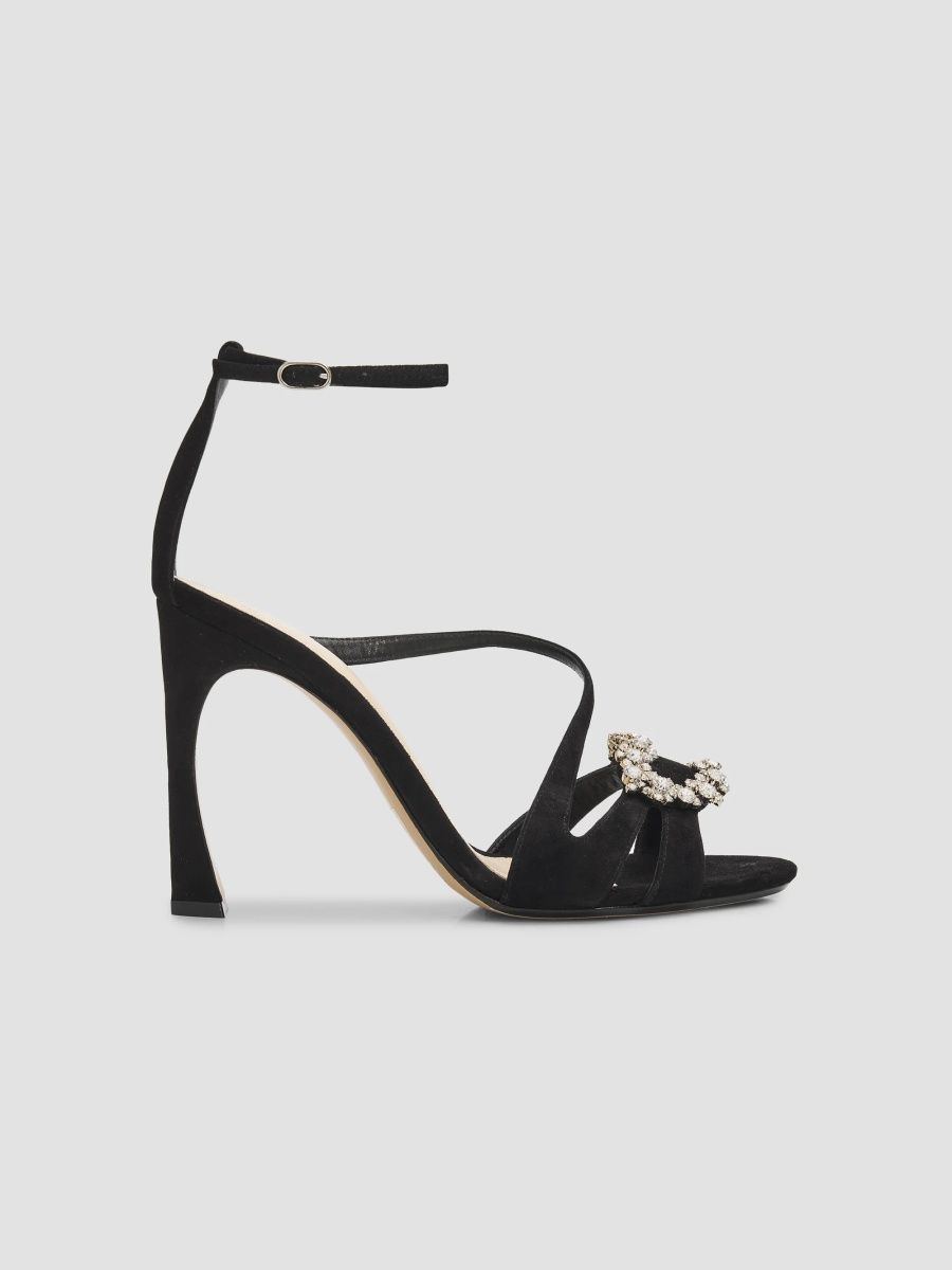 Alexandre Birman Women's Nola 100MM Crystal-Embellished Suede Sandals - Black - Size 12