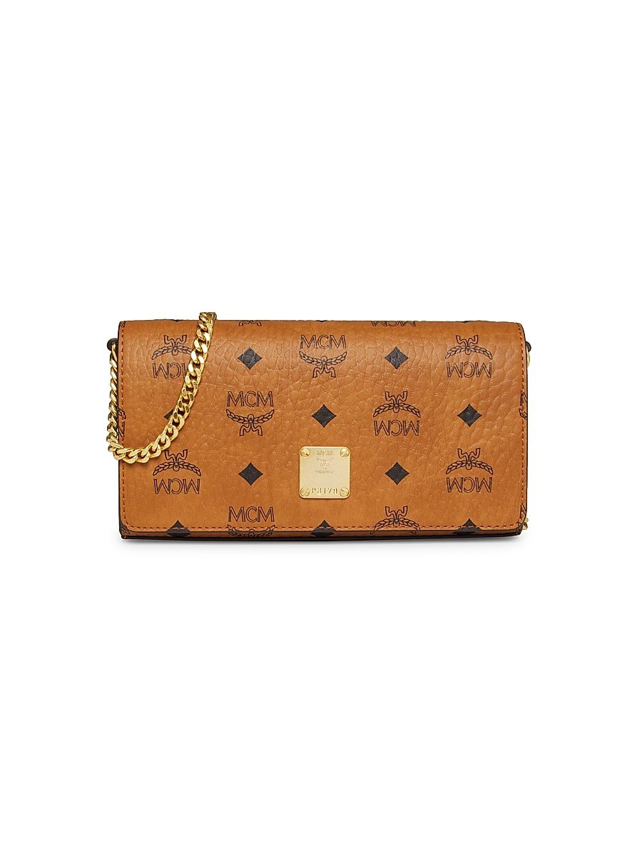 Women's Visetos Leather Mini Crossbody Bag - Cognac
