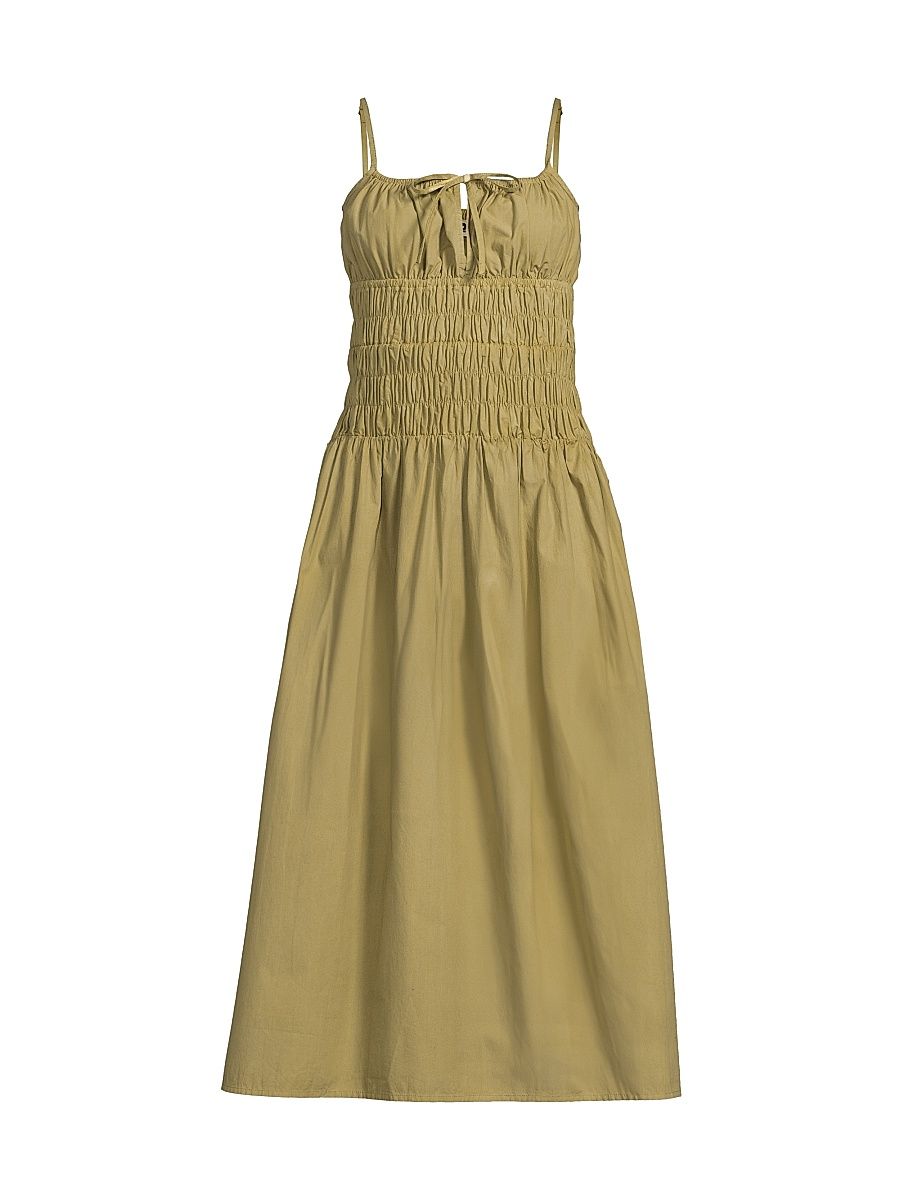 Women's Hello Sunshine Russo Smocked Midi-Dress - Khaki - Size Large