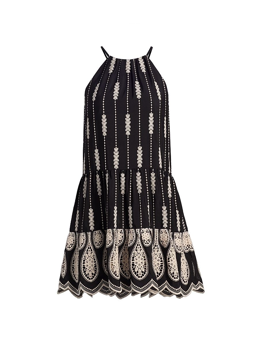 Women's Kaelyn Embroidered Minidress - Black Lace - Size XL