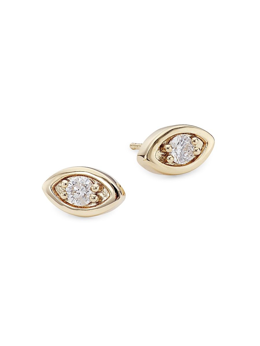 Women's 14K Yellow Gold & Diamond Large Evil-Eye Stud Earrings