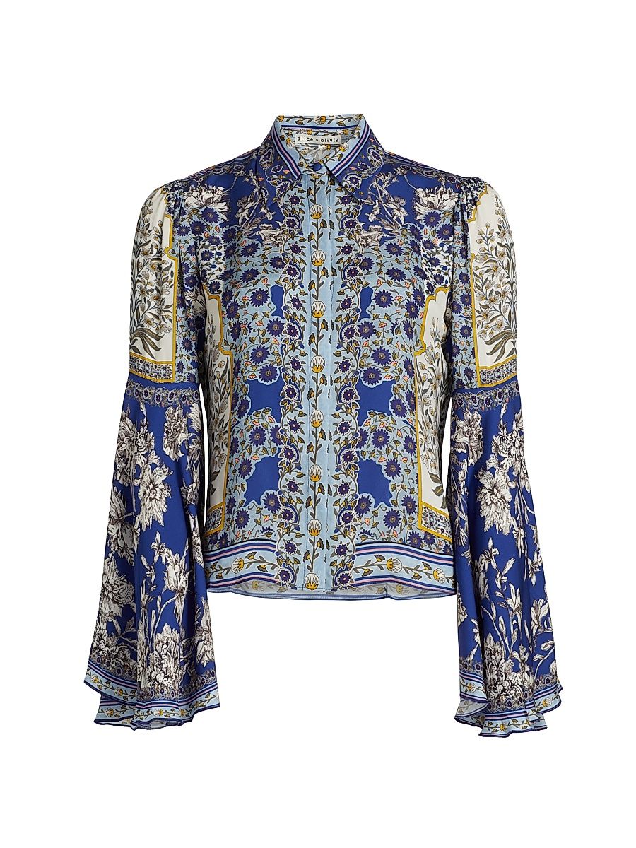 Women's Willa Floral Bell-Sleeve Blouse - Forevermore - Size XL