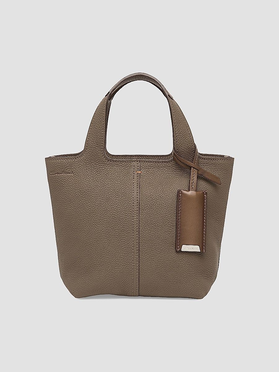 Santoni Women's Mini Chapelier Leather Tote Bag - Beige