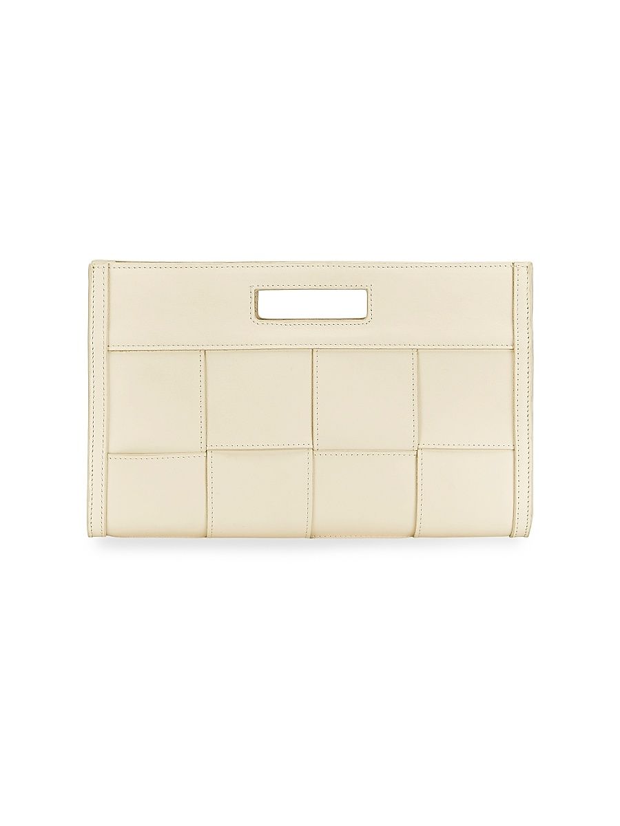 Women's Remy Leather Clutch - Ivory