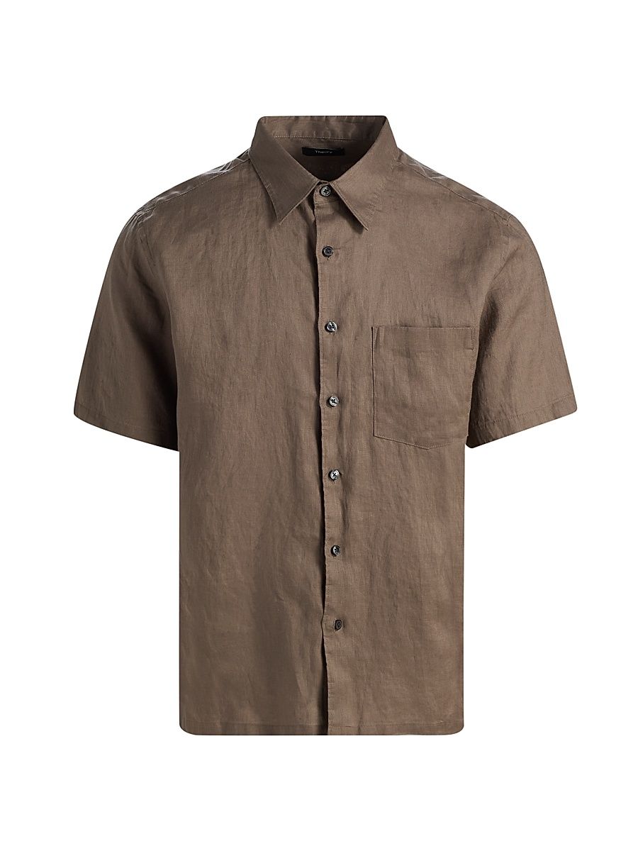 Men's Irving Relaxed-Fit Linen Pocket Shirt - Morel - Size XL