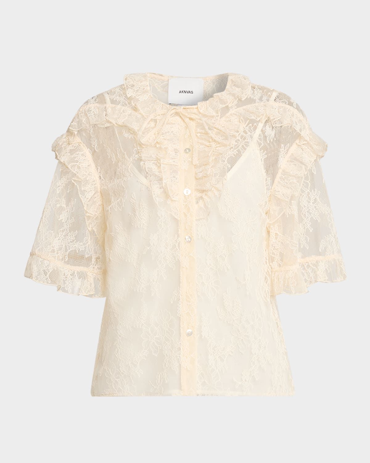 Kyra Button-Front Lace Top