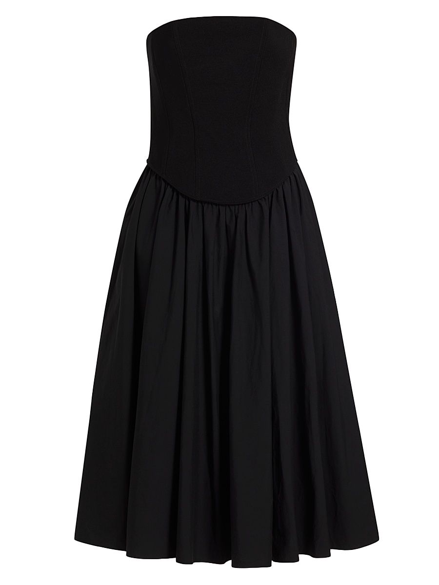 Women's Melody Corset Cotton-Blend Midi-Dress - Jet - Size 12