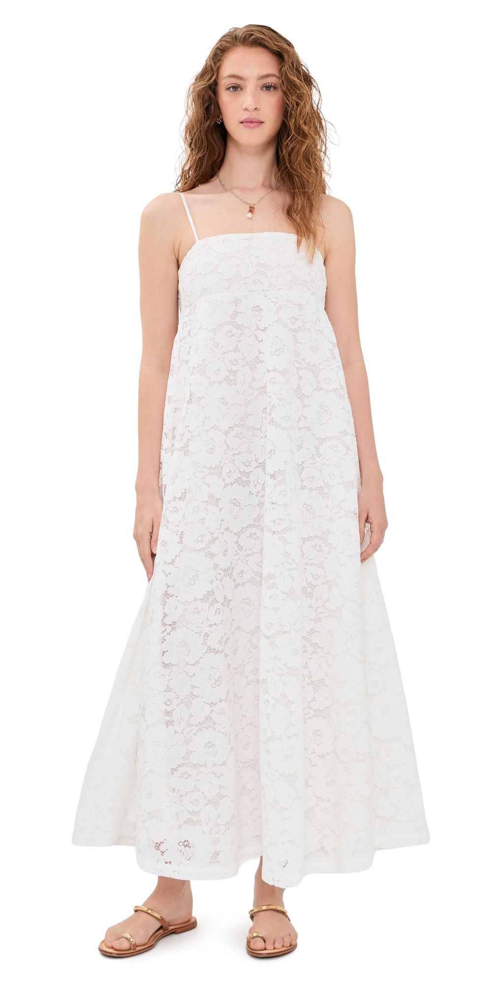 VRG GRL Bianca Lace Maxi Dress White White XS