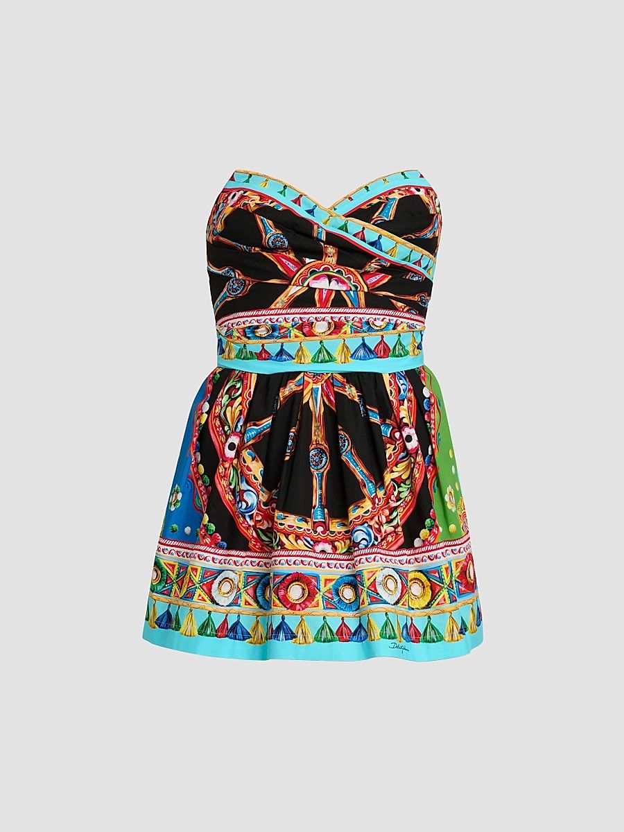 Women's Printed Cotton Mini Dress - Variante Abbinata - Size 10