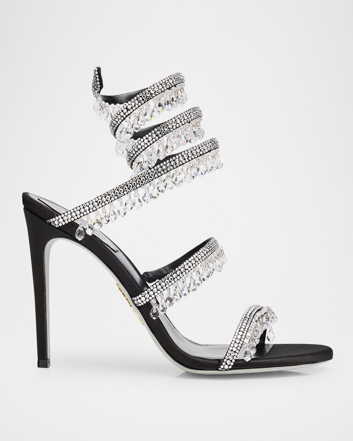 Satin Strass Chandelier Snake Wrap Sandals