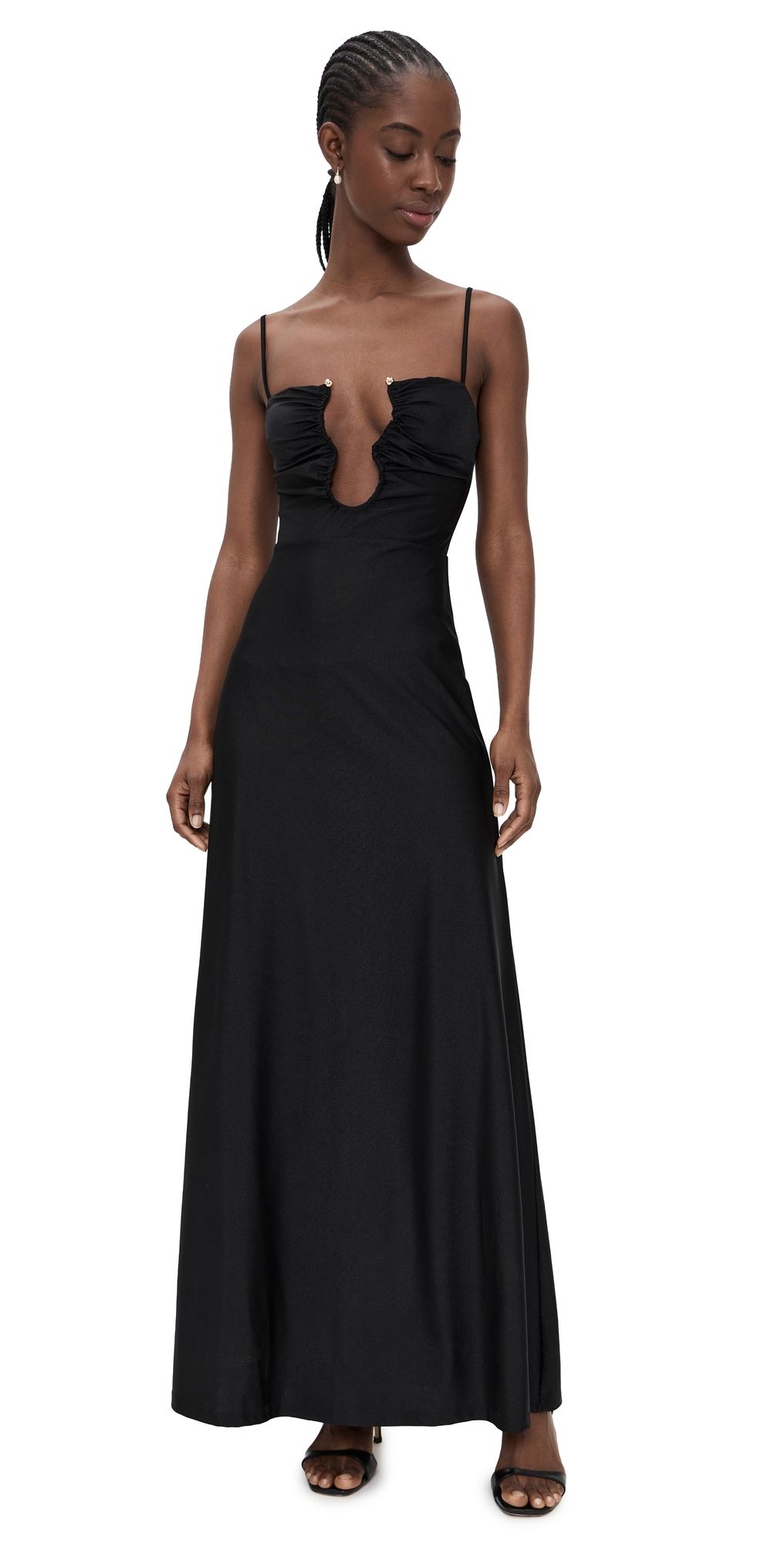 Runaway the Label Kalena Plunge Maxi Dress Black XL