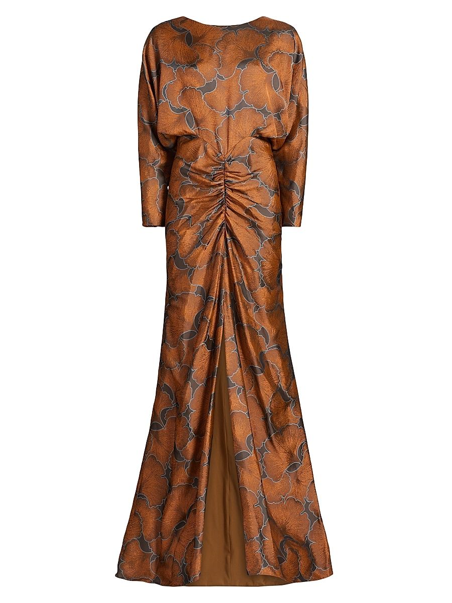 Women's Printed Draped Gown - Copper Multi - Size 4