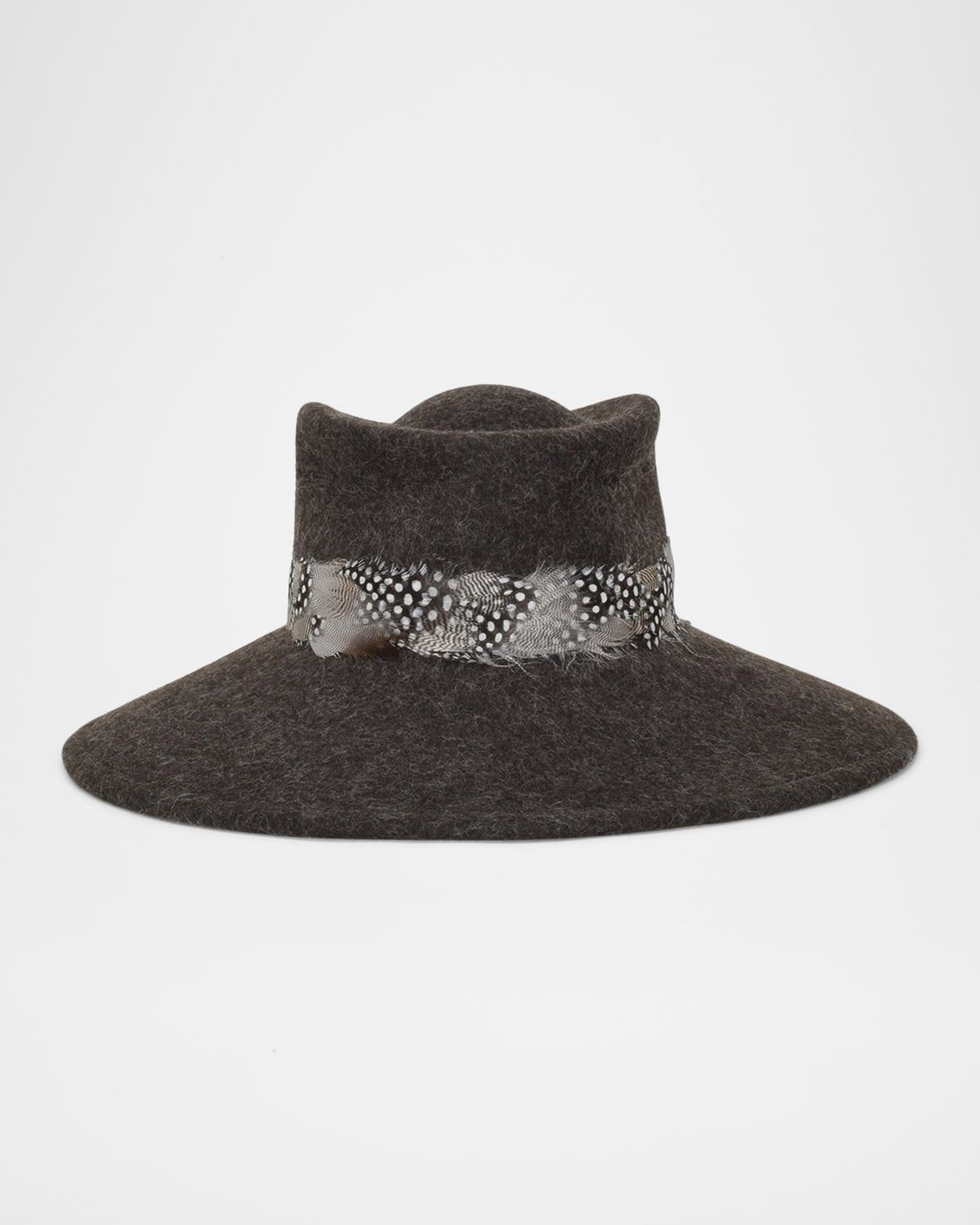 Merle Wool Fedora Hat with Feathers