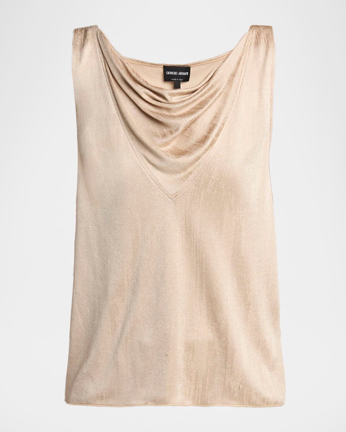 Cowl-Neck Metallic Jersey Top