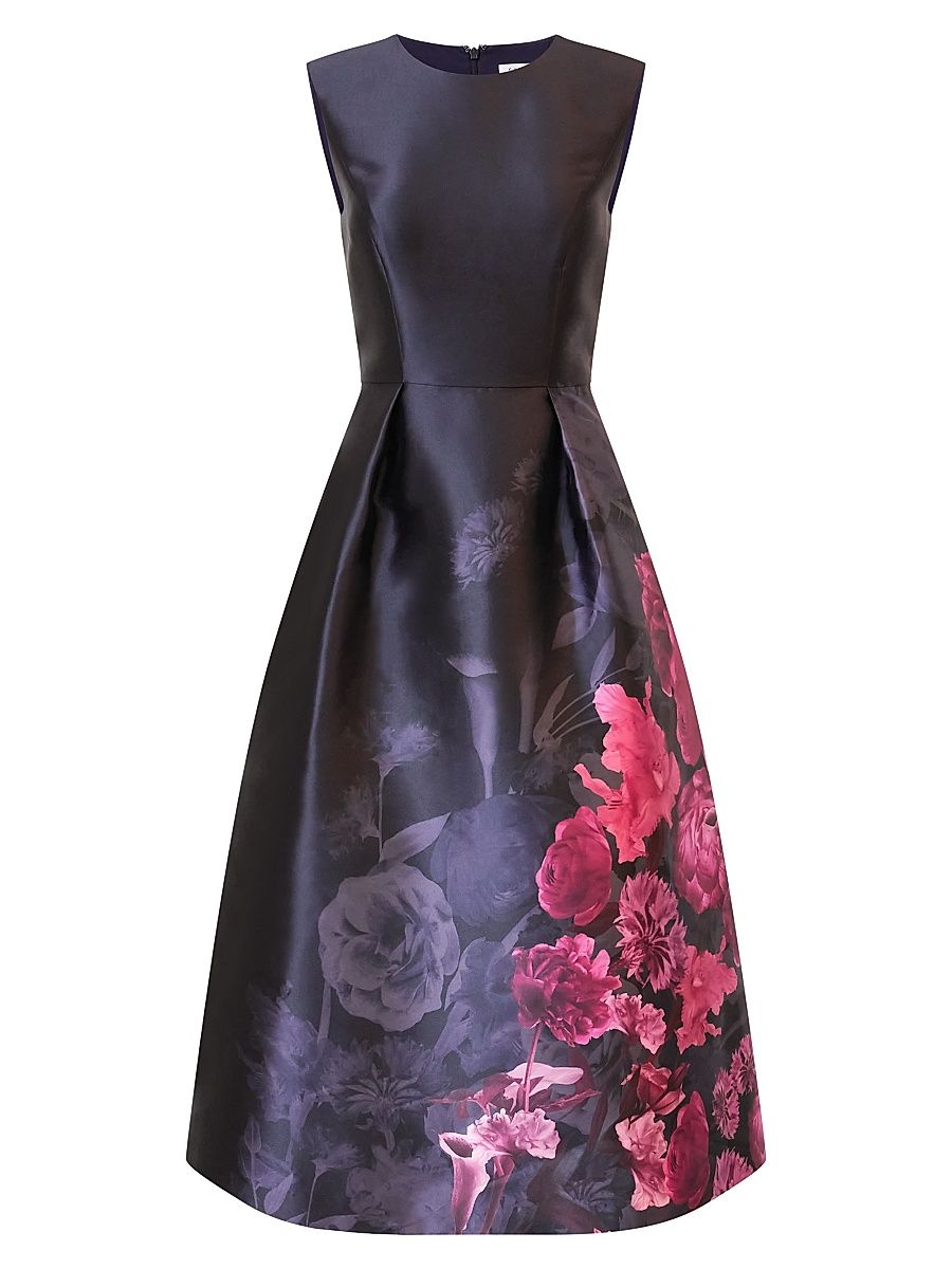 Women's Landon Floral Mikado Fit & Flare Midi-Dress - Twilight Multi - Size 16