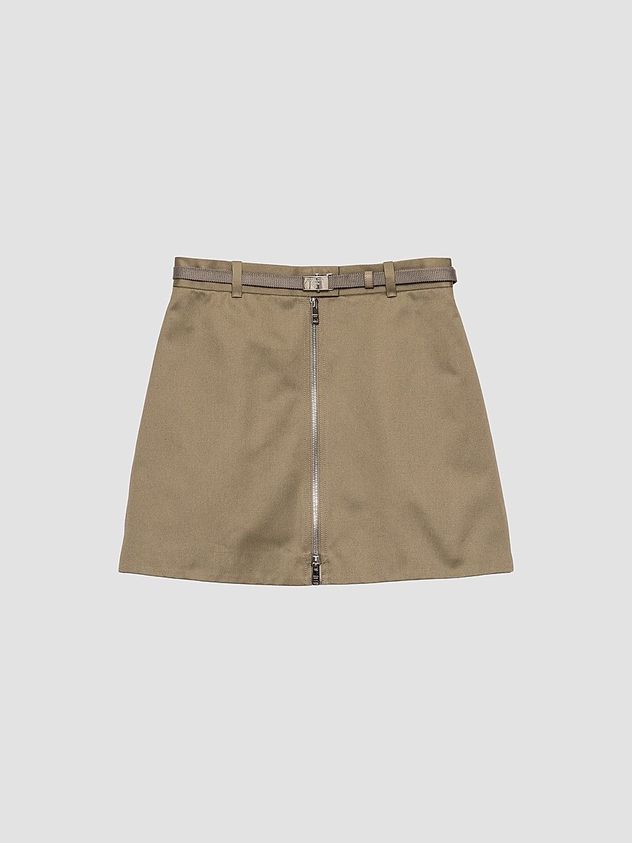 Women's Chino Mini-Skirt with Zipper - Khaki - Size 10