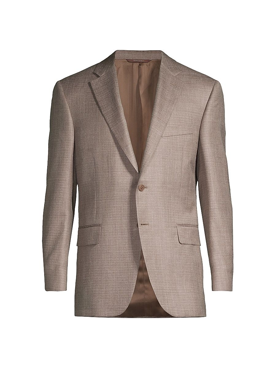 Men's Siena Herringbone Wool & Silk-Blend Two-Button Sport Coat - Brown - Size 44