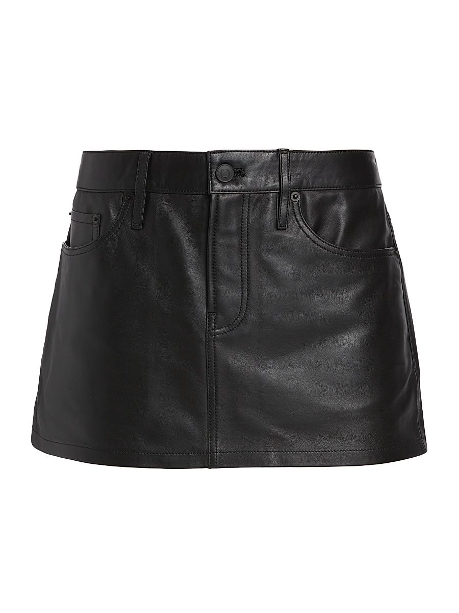 Women's Leather Five-Pocket Miniskirt - Black - Size Medium
