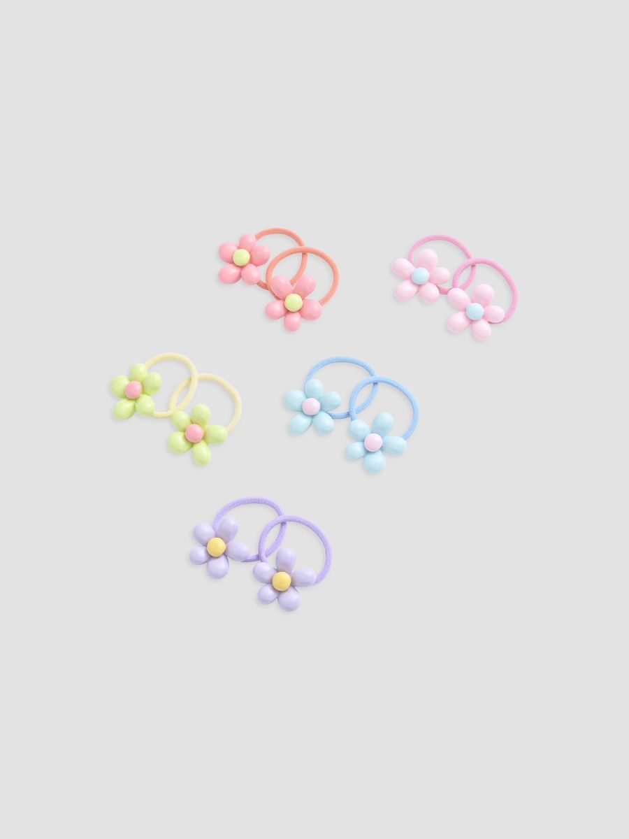 Mimi Tutu Girl's Girl's Flower Elastic Hair Tie Set - Multicolor