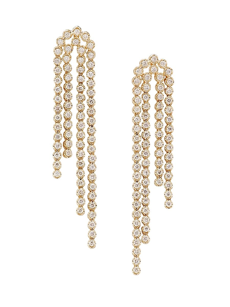 Women's 14K Yellow Gold & 1.39 TCW Diamond Tassel Earrings - Yellow Gold