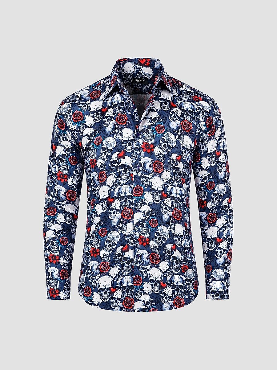 Men's Fibonacci Marthyr Skull Rose Shirt - Multicolored - Size XXXXL